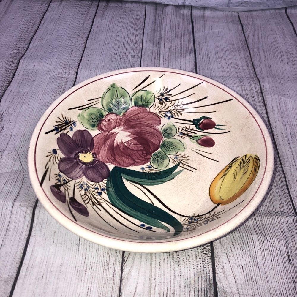 Vintage Porcelain serving bowl w flower design 12”